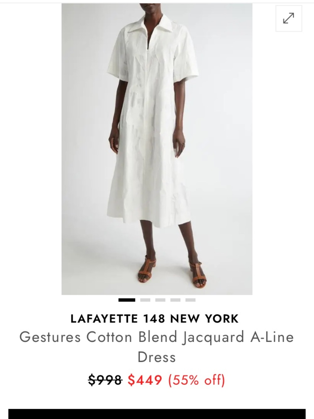 Lafayette 148 New York White Cotton-Blend Jacquard A-Line Dress